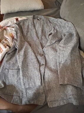 Light Gray Linen Blend Blazer Size L ColdWater Creek